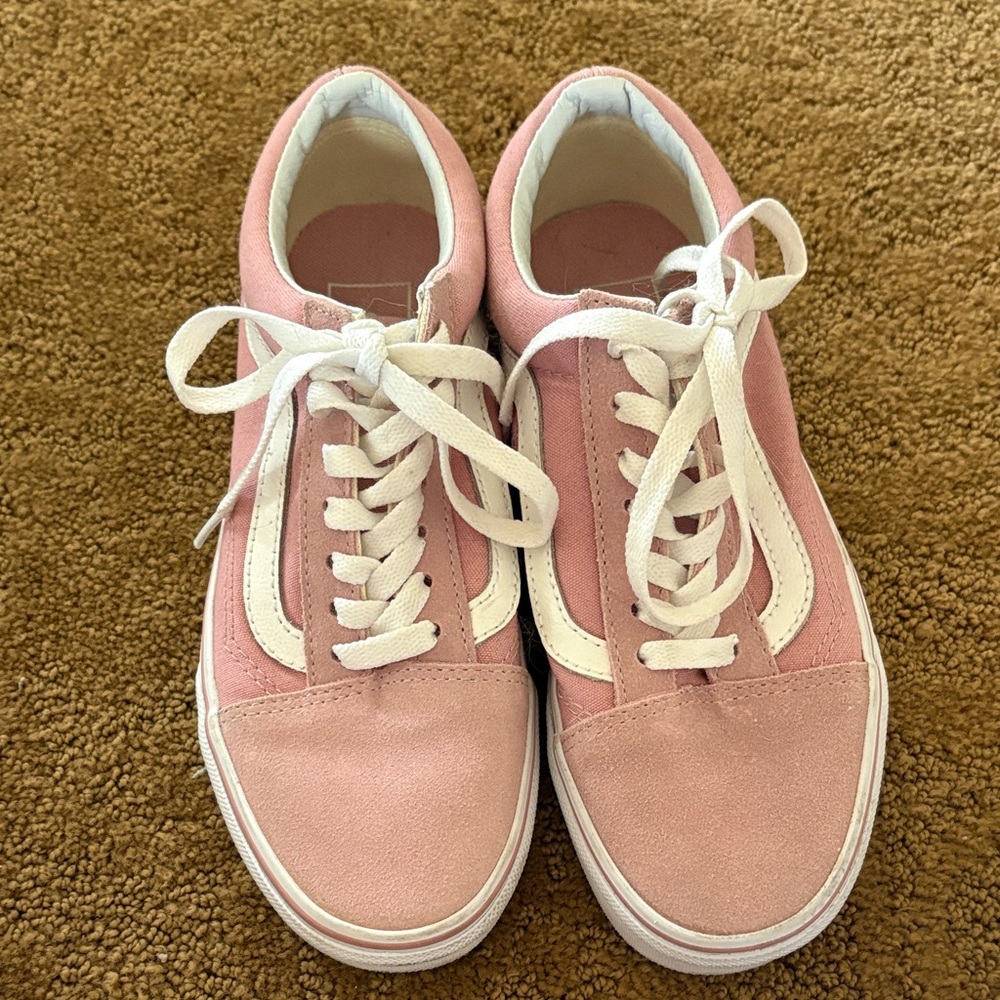 Vans Pink and White Lace-Up Sneakers